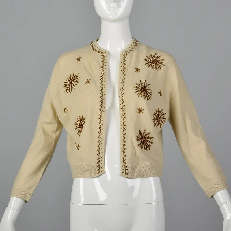 1950s Beaded Cashmere Cardigan Casual Formal Business