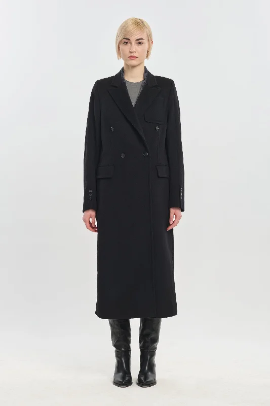 Black cashmere melton tailored coat Trendy Puffer Vest