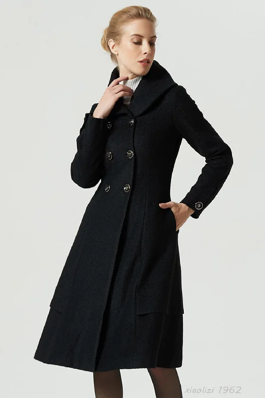 winter classic midi black wool coat 1962# Recycled Down Jacket