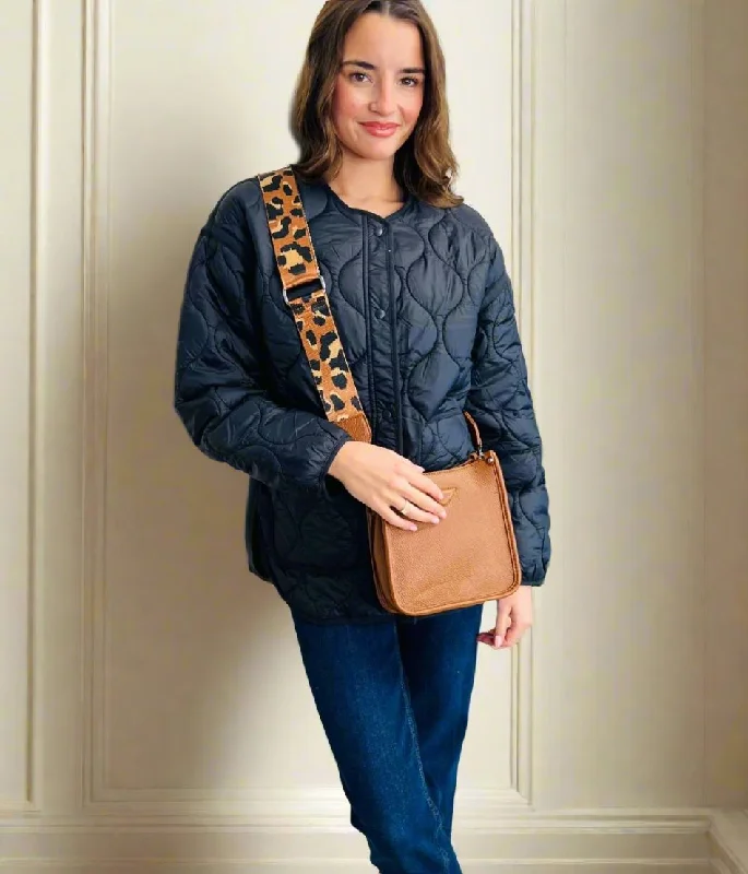 Black Shower Resistant Quilted Coat Casual Open-Front Coat