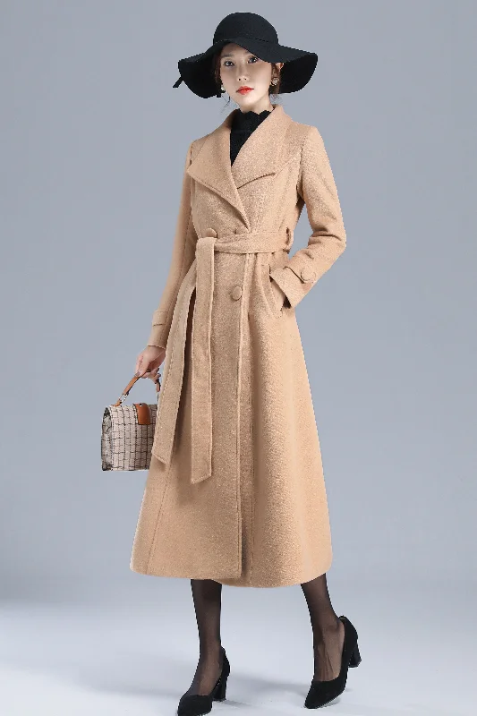 Camel Long Maxi Winter Wool Coat 3204 Streetwear Bomber Jacket