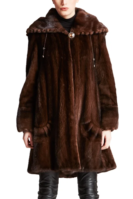 COLWOOD - Mink coat with oversized hood Waterproof Hiking Jacket