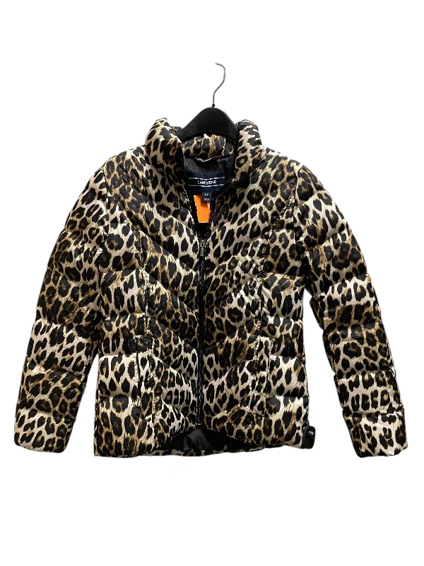Coat Puffer & Quilted By Lands End In Animal Print, Size: Xs Zipper Front Biker Jacket