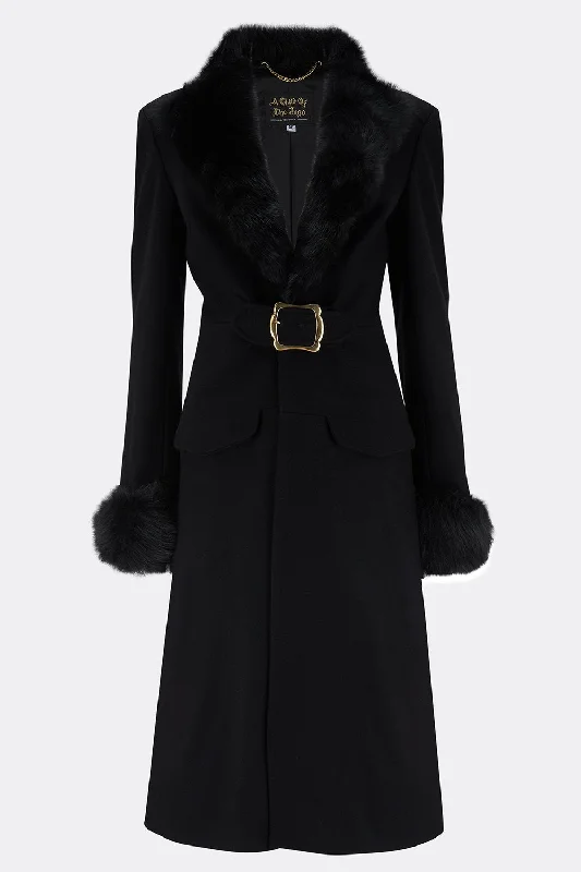 CUTPURSE COAT IN BLACK WOOL (made to order) Puff Shoulder Coat