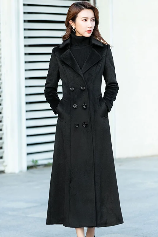 double breasted long wool coat 246101 Cropped Fleece Jacket