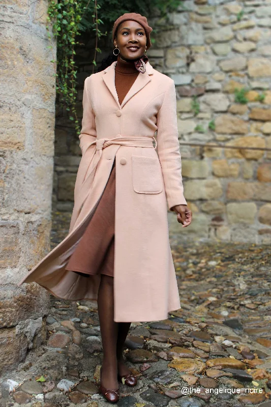 Single breasted wool maxi coat with self tie belt waist 2421# Warm Hooded Poncho