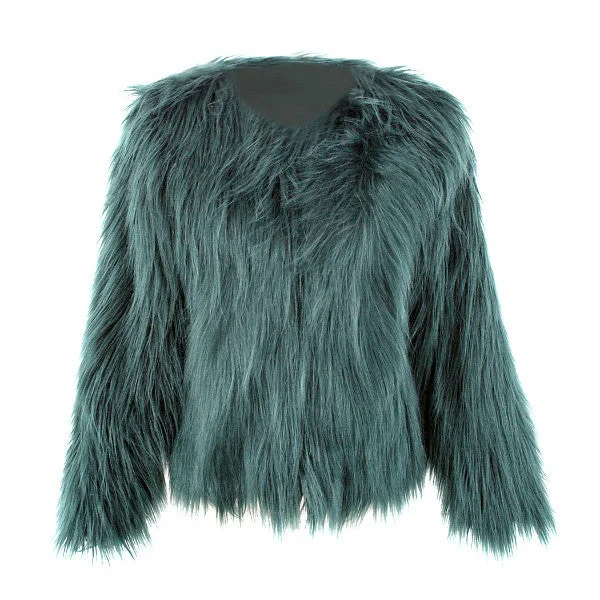 Shaggy Long Sleeve Coat Elegant Cape Blazer