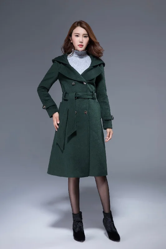 green coat, hooded coat, double breasted coat 1822# Oversized Teddy Coat