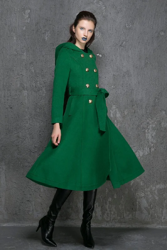 winter long wool coat with hood for women 1346# Polished Tailored Coat