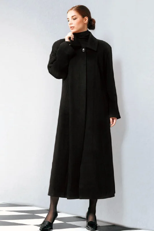 Gubbio - Cashmere Concealed Button Stroller Coat Luxe Satin Long Coat