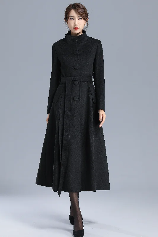 High Neck Black Wool Coat Women 3202 Sleeveless Puffer Vest