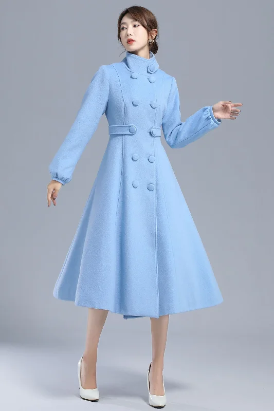 High Neck Warm Winter Wool Coat 3211 Insulated Snow Jacket