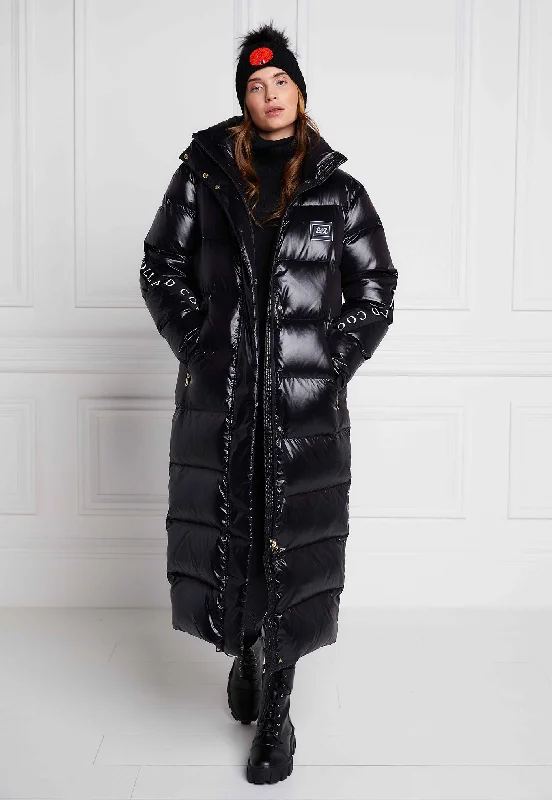 Camden Longline Coat - Black Open-Knit Duster Coat