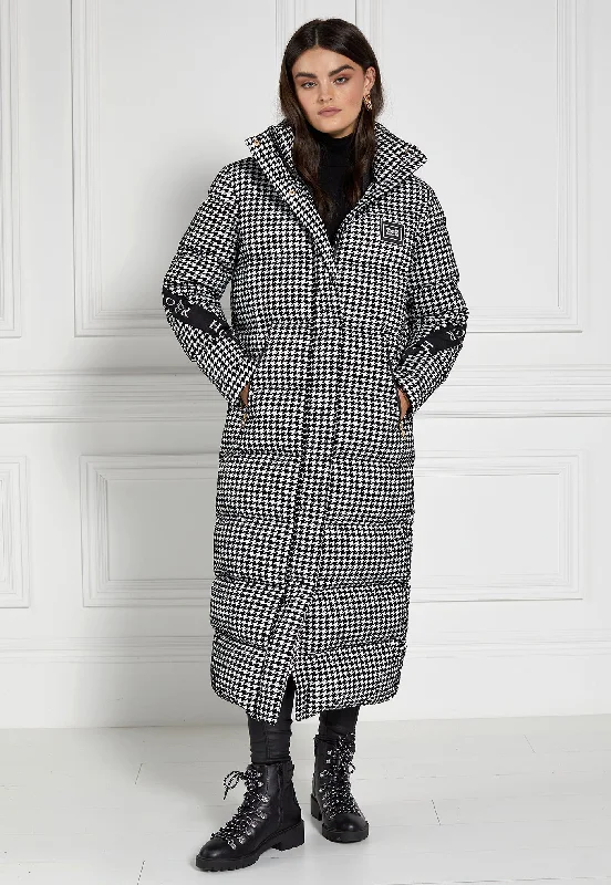Camden Longline Coat - Houndstooth A-Line Swing Coat