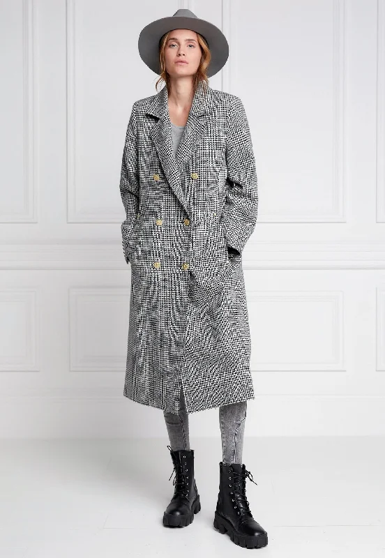 Double Breasted Coat - Prince of Wales Mono Classic Trench Coat