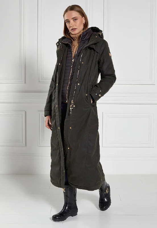 Wax Longline Field Coat - Dark Olive Stretchy Active Jacket