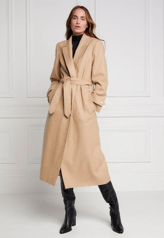 Wrap Coat - Camel Drape Front Waterfall Coat