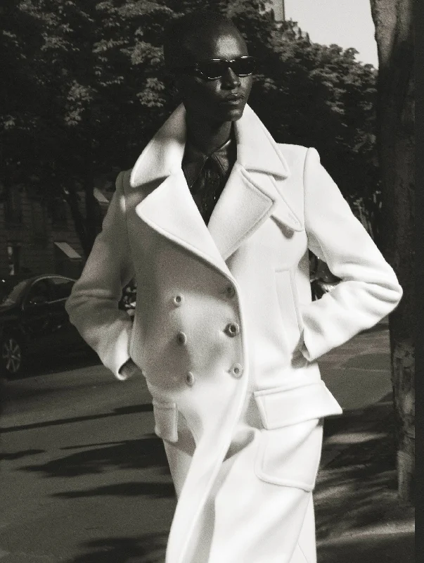 ivory wool and cashmere coat Fitted Tailored Blazer