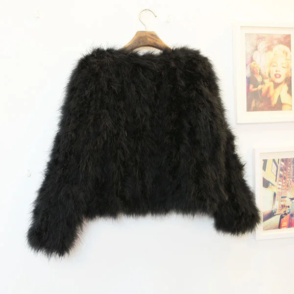 Ostrich Wool Fur Coat Flowy Lightweight Kimono