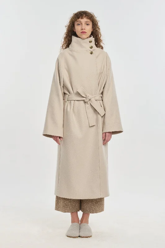 Light beige wool cashmere robe coat Minimalist Wool Duster