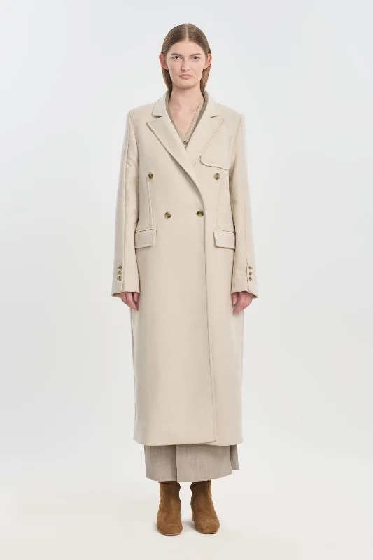 Light beige wool cashmere tailored coat Ultra-Soft Sherpa Vest