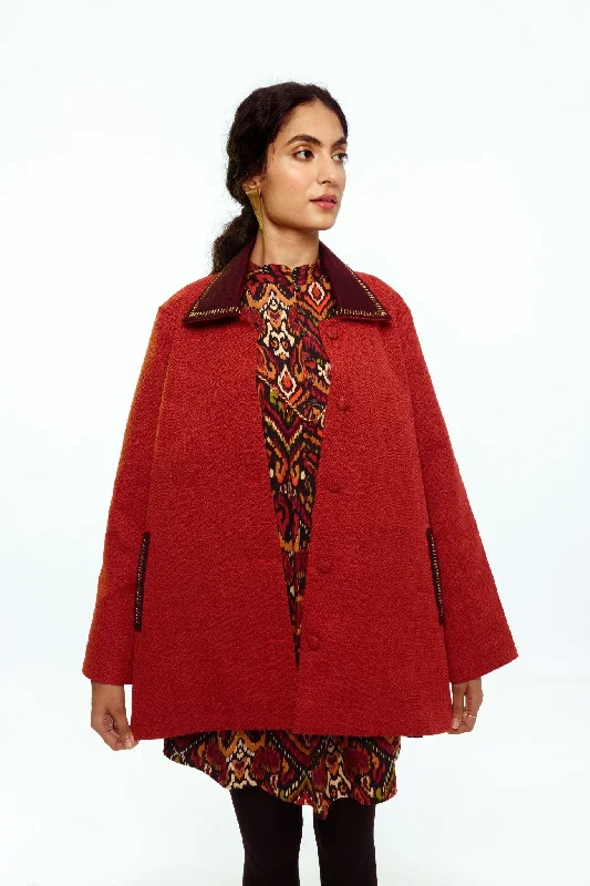 Linear Overlay Merino Wool Coat Ultra-Soft Sherpa Vest