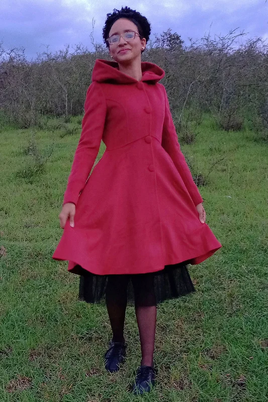 Red swing hooded princess coat 3226 High-Collar Puffer Coat
