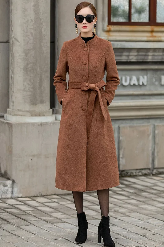 Single Breasted Long Wool Coat Women 3144 Ultra-Light Down Coat