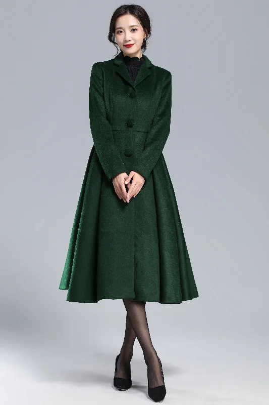 Single Breasted Wool Princess Coat Women 3169 Sporty Zip-Up Jacket