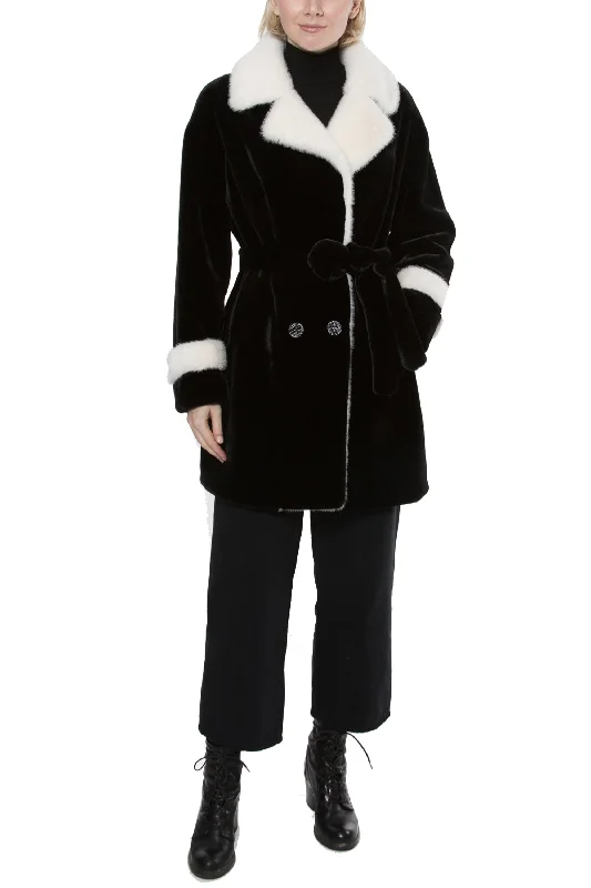 LUCIA - Faux Fur Long Coat Minimalist Wool Duster