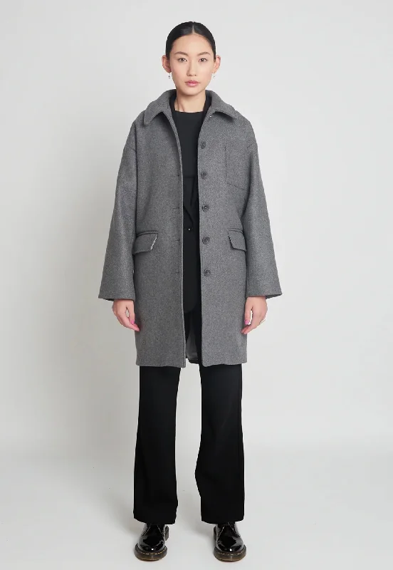 Extra-terrestrial Coat - Dark Grey Marle Plaid Checkered Coat