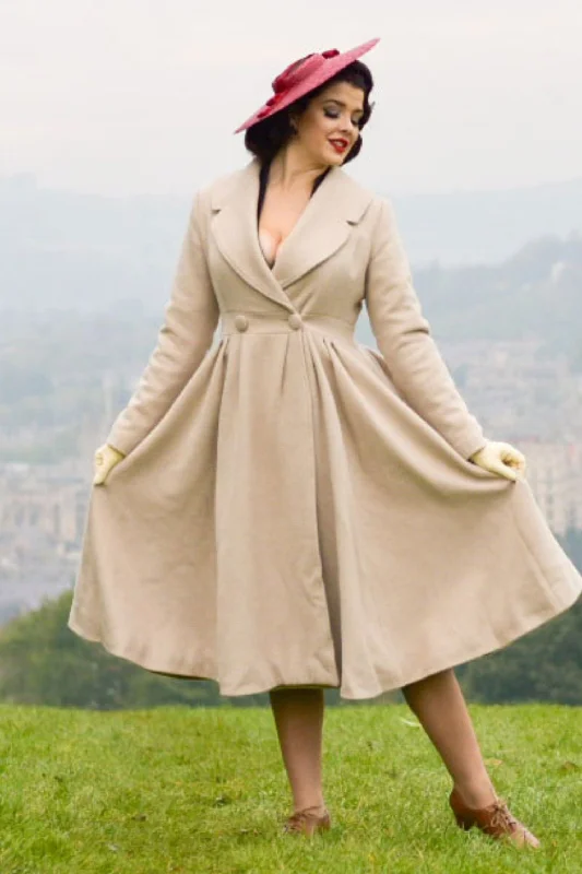 Vintage 50s Winter Beige Wool Princess Coat 3254 Softshell Outdoor Jacket