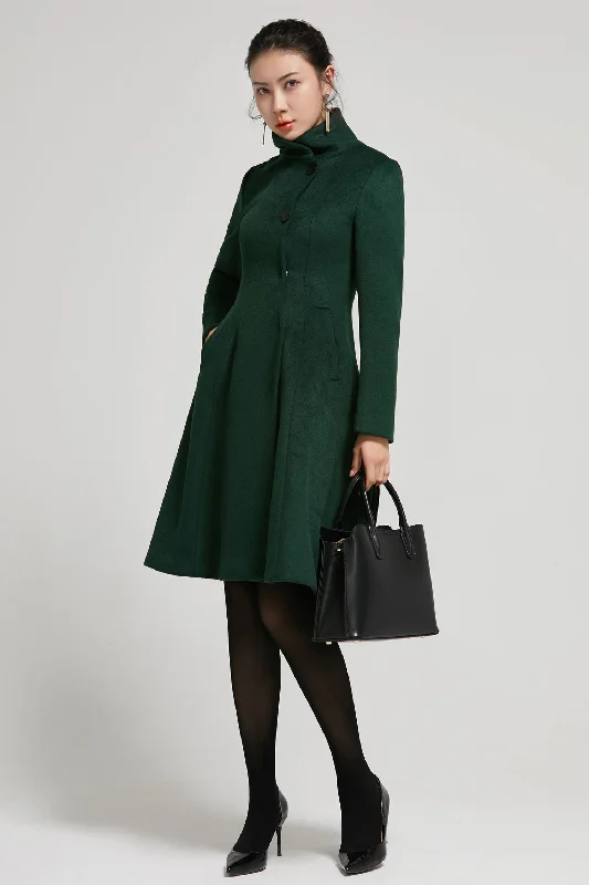 Vintage Inspired Emerald Green Winter coat women 2313 Sporty Zip-Up Jacket