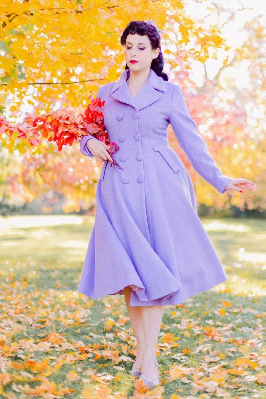 Warm Purple Long Wool Coat Women 3256 Fuzzy Sherpa Pullover