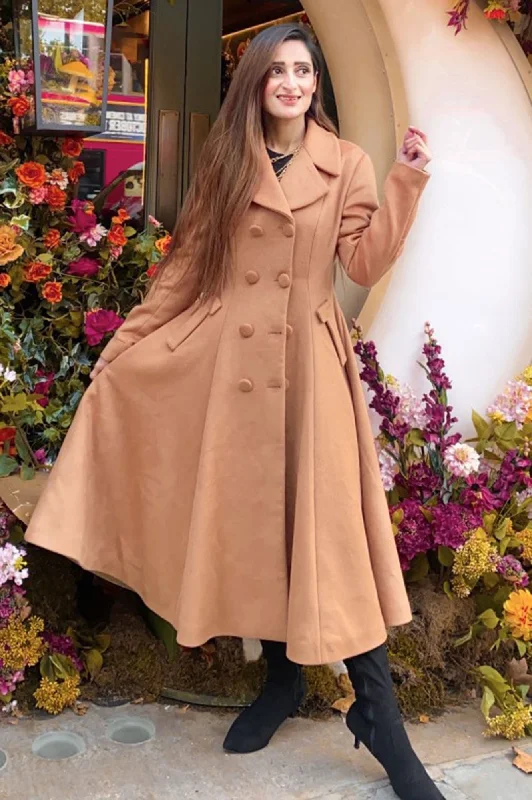 Winter Camel Long wool coat  3222 Puff Sleeve Blazer