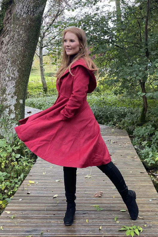 Women's Winter Single breasted wool Coat 3231 Cozy Fleece Hoodie