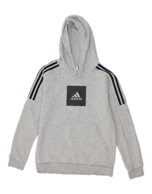 ADIDAS Boys Graphic Hoodie Jumper 13-14 Years Grey Cotton Hoodie with Gradient Ombre Colorful ADIDAS Boys Graphic Hoodie Jumper 13-14 Years Grey Cotton Hoodie with Gradient Ombre Colorful