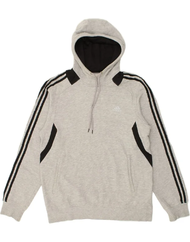 ADIDAS Mens Hoodie Jumper UK 44/46 Large Grey Cotton Hoodie with Exposed Zipper Edgy Industrial ADIDAS Mens Hoodie Jumper UK 44/46 Large Grey Cotton Hoodie with Exposed Zipper Edgy Industrial
