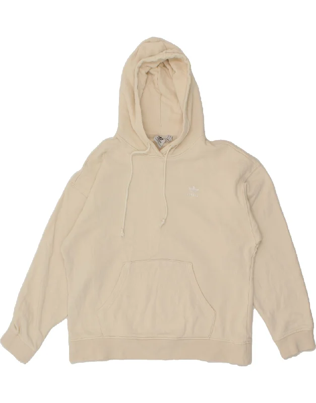 ADIDAS Womens Oversized Graphic Hoodie Jumper UK 10 Small Off White Cotton Hoodie with Strings Custom Fit Adjustable ADIDAS Womens Oversized Graphic Hoodie Jumper UK 10 Small Off White Cotton Hoodie with Strings Custom Fit Adjustable