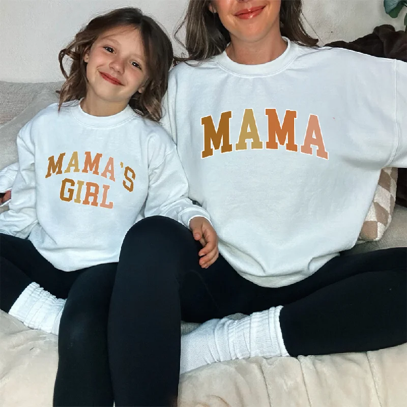 Autumn College Mama & Mama's Girl Matching White Sweatshirts Hoodie Sweatshirt Pullover
