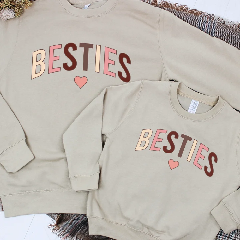 Besties Autumn Mum & Kid Matching Sweatshirts Hoodie with Cropped Fit Short Trendy