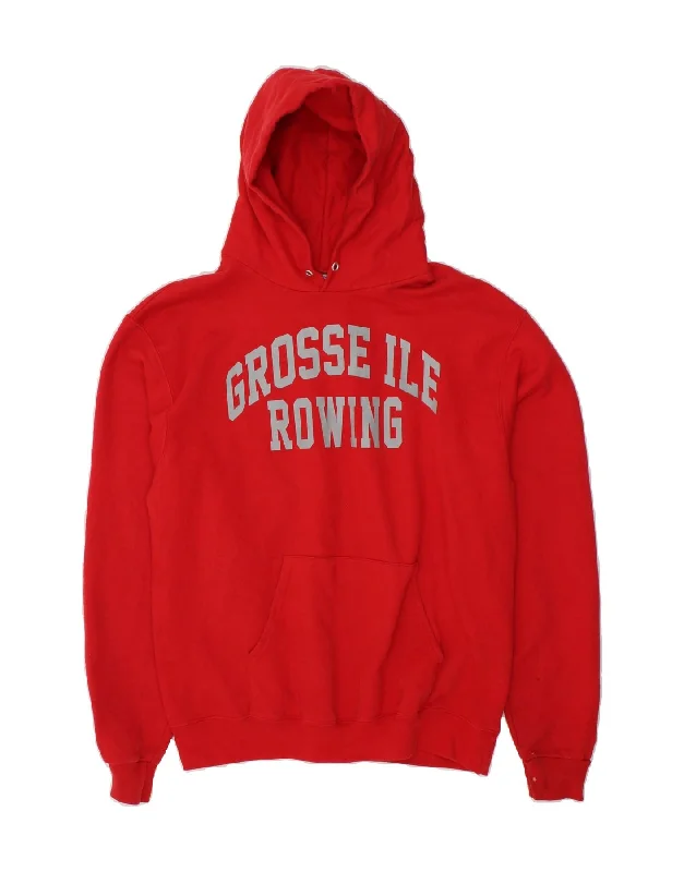CHAMPION Mens Graphic Hoodie Jumper Medium Red Cotton Hoodie with Crew Neck Simple Timeless CHAMPION Mens Graphic Hoodie Jumper Medium Red Cotton Hoodie with Crew Neck Simple Timeless