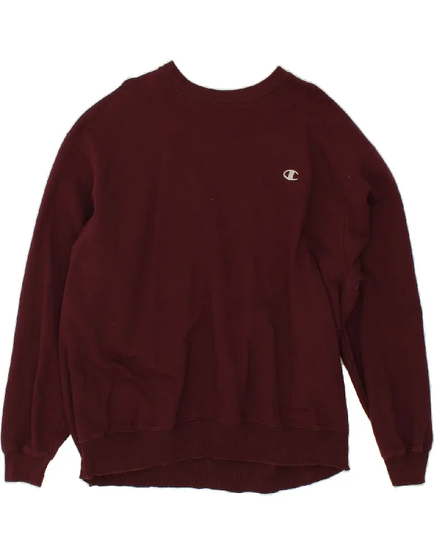 CHAMPION Mens Sweatshirt Jumper 2XL Maroon Polyester Graphic Hoodie Design Print