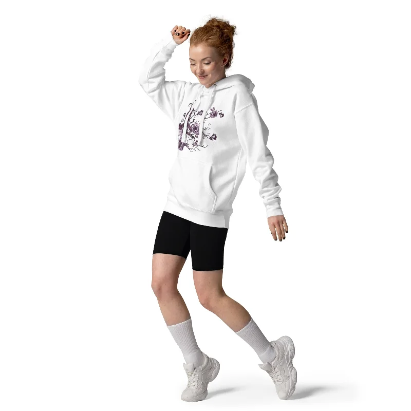 Floral Bird Design Unisex Hoodie, lioness-love Hoodie with Lining Warm Insulated