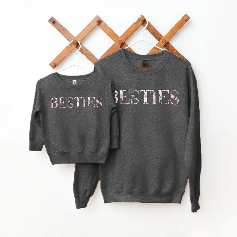 Floral Vogue Besties Matching Sweatshirts Hoodie with Reflective Safety Nightwear