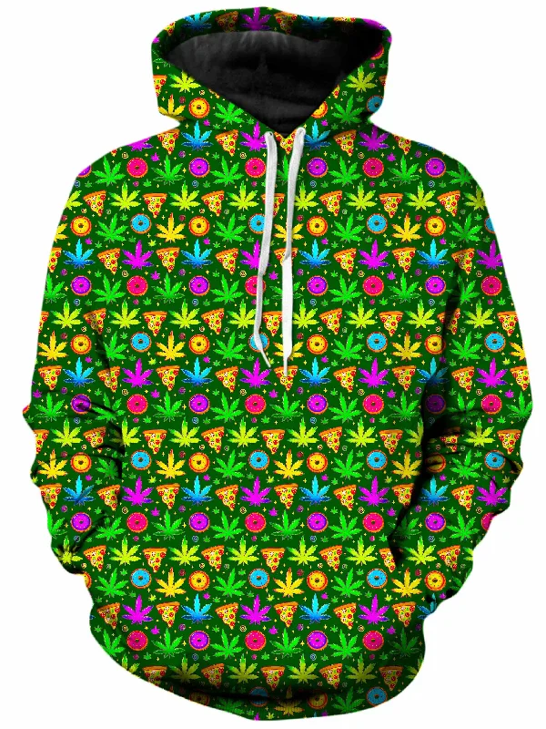 Ganja Motif Unisex Hoodie Hoodie with Hem Fringe Bohemian Relaxed
