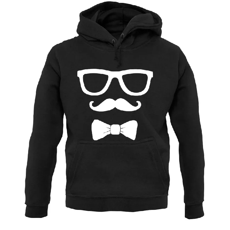 Glasses Moustache Bowtie Unisex Hoodie Hoodie with Fur Luxurious Winter