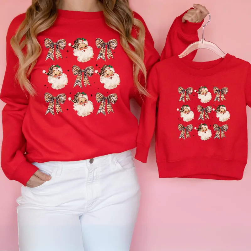 Leopard Xmas Icons Matching Sweatshirts Hoodie with Full-Zip Functional Layering