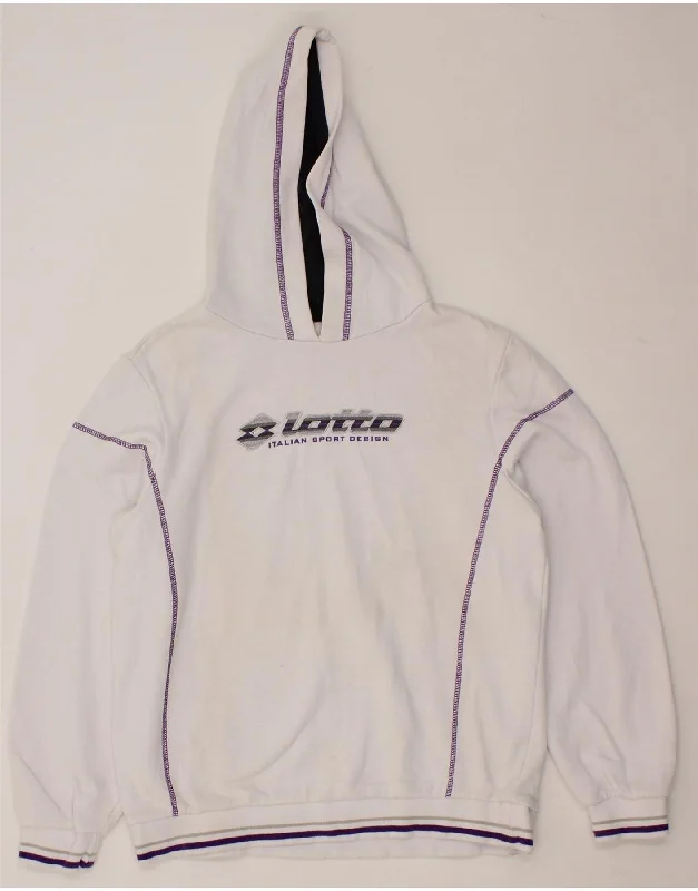 LOTTO Womens Graphic Hoodie Jumper UK 18 XL White Cotton Hoodie with Velcro Closure Adjustable Secure LOTTO Womens Graphic Hoodie Jumper UK 18 XL White Cotton Hoodie with Velcro Closure Adjustable Secure