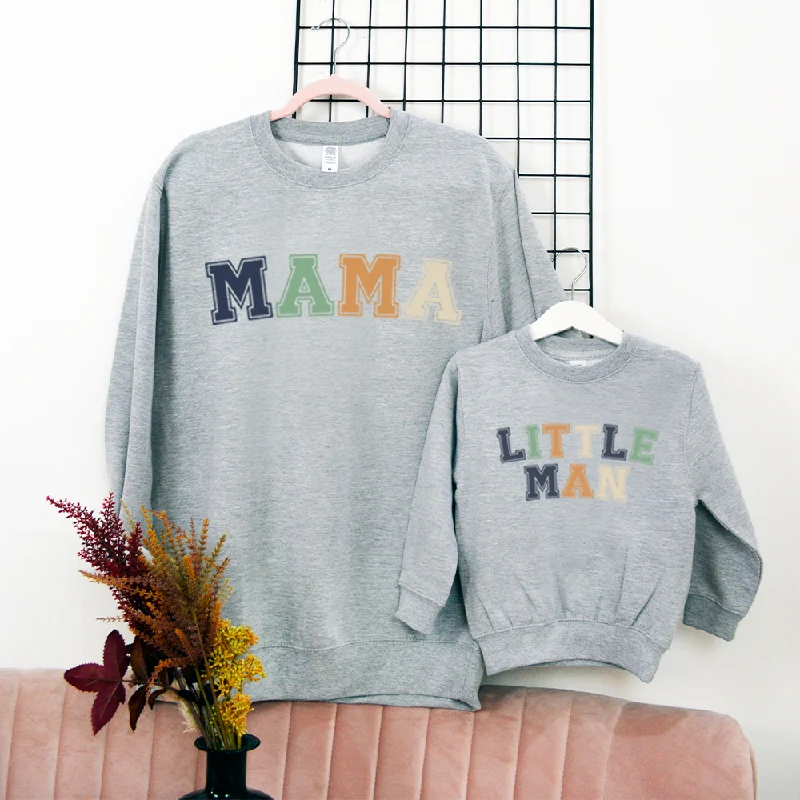 Mama & Little Man Multi Block Matching Sweatshirts Hoodie with Reflective Safety Nightwear Mama & Little Man Multi Block Matching Sweatshirts Hoodie with Reflective Safety Nightwear